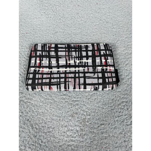 Vera Bradley Wallet Zip Around Faux Pebbled Leather Gray Black Red - Picture 5 of 7